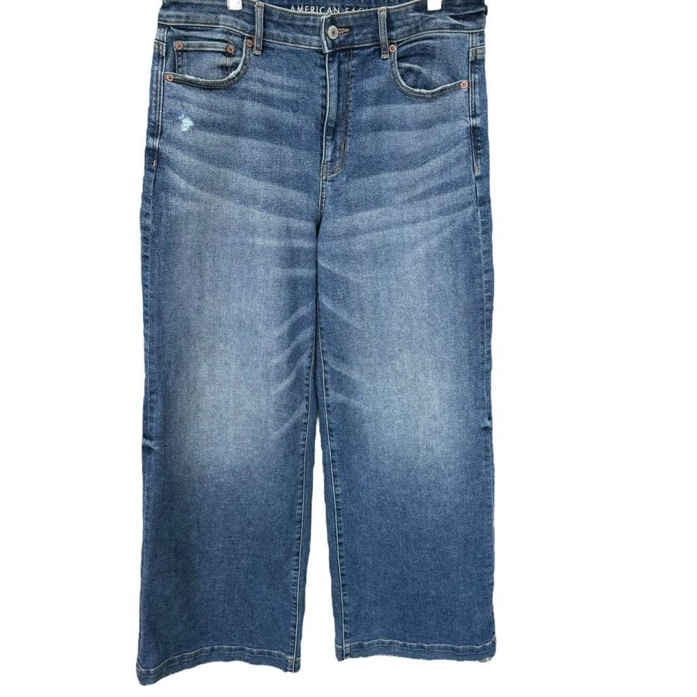 American Eagle Women’s 10 Wide Leg High Rise Medium Wash Jeans